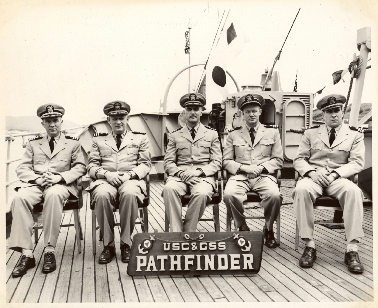 Commander John Phillips, Commander David Whipp, Captain Wardwell, CME Gilgan,and Lieutenant Commander Williams