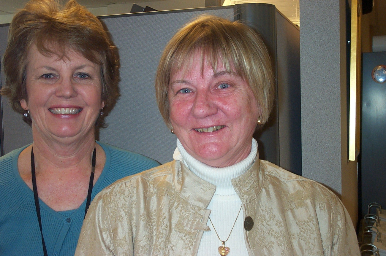 NOAA Central Library head of reference Dorothy Anderson and NOAA CentralLibrary Director Janice Beattie (right)