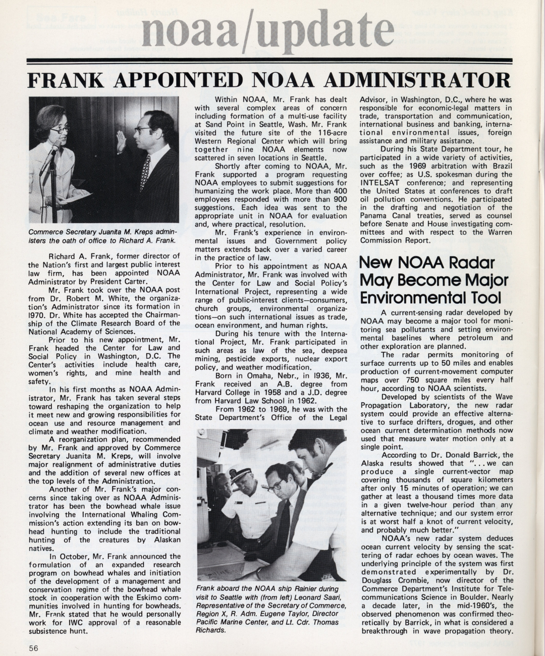NOAA Magazine article on Richard Frank, second Administrator of NOAA