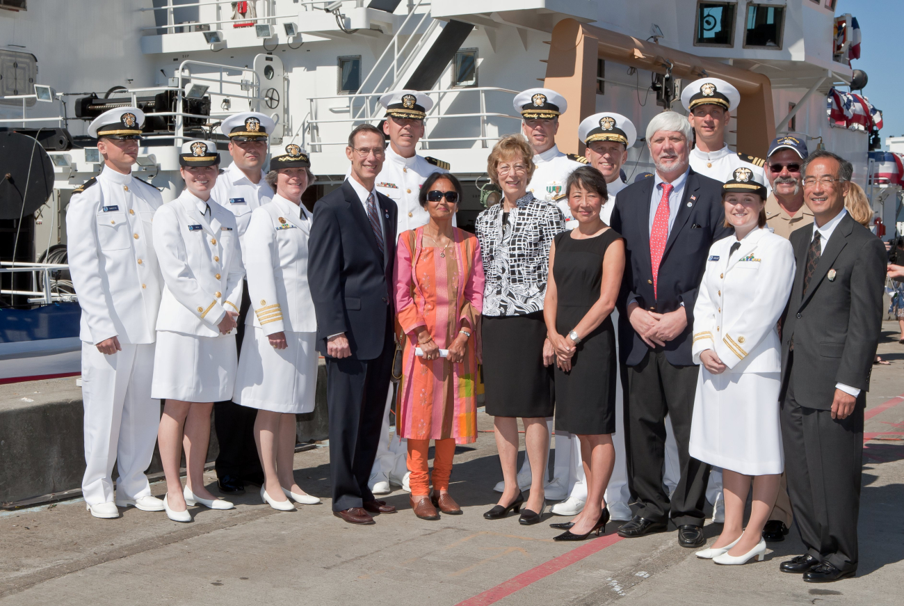 Dignitaries at the commissioning ceremony of the NOAA Ship BELL SHIMADA