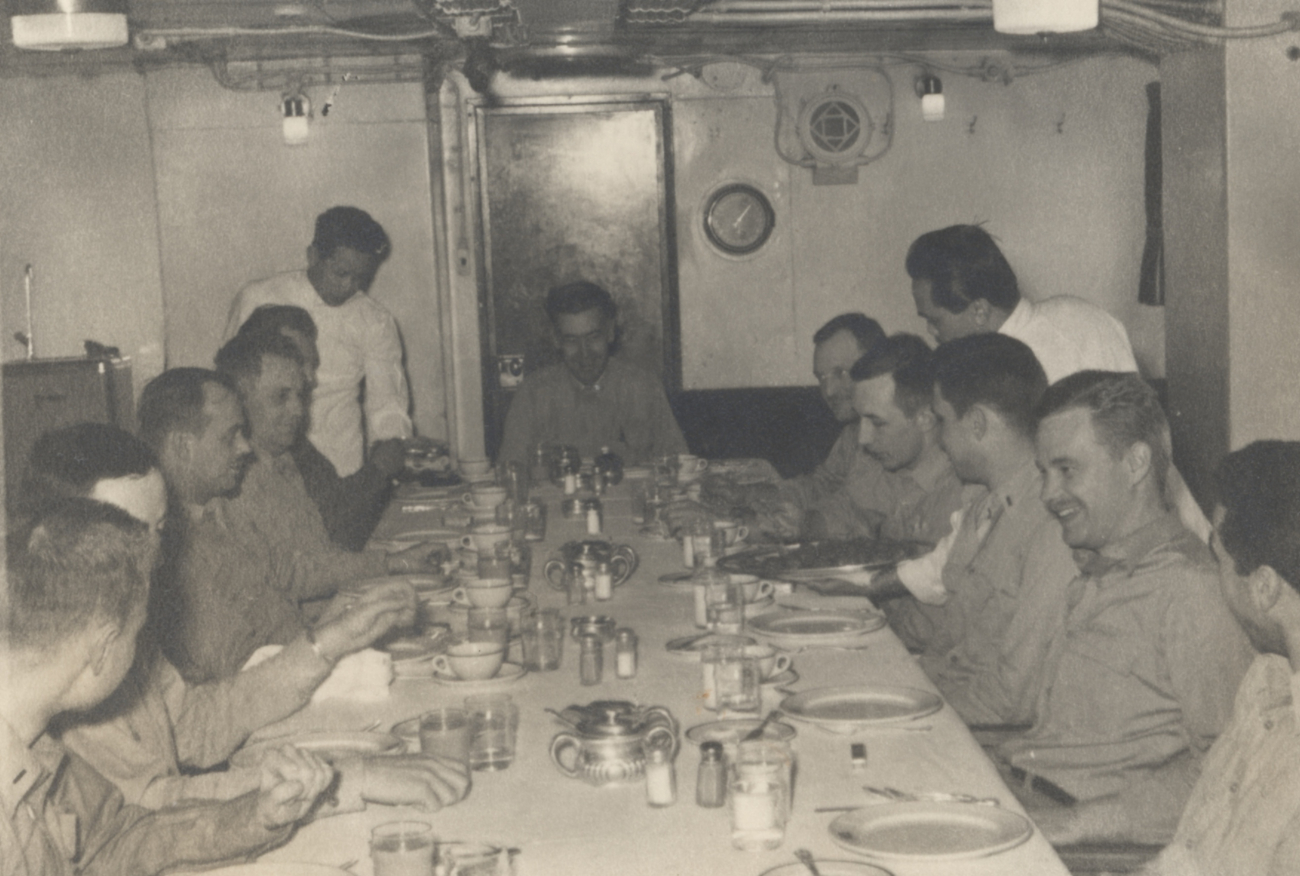 Wardroom of USC&GS; Ship PATHFINDER with Executive Officer JosephPartington at head of table
