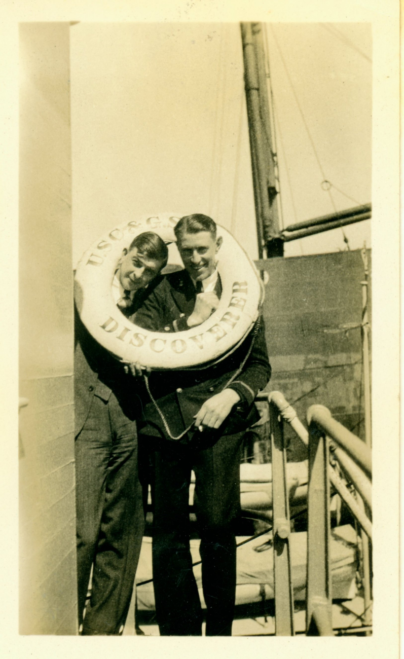 Carl Mast and another young USC&GS; officer on the USC&GS; Ship DISCOVERER