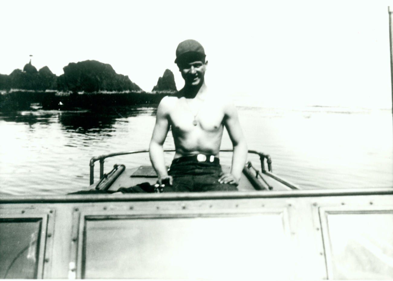 Jerry Randall as coxswain on launch off USC&GS; EXPLORER