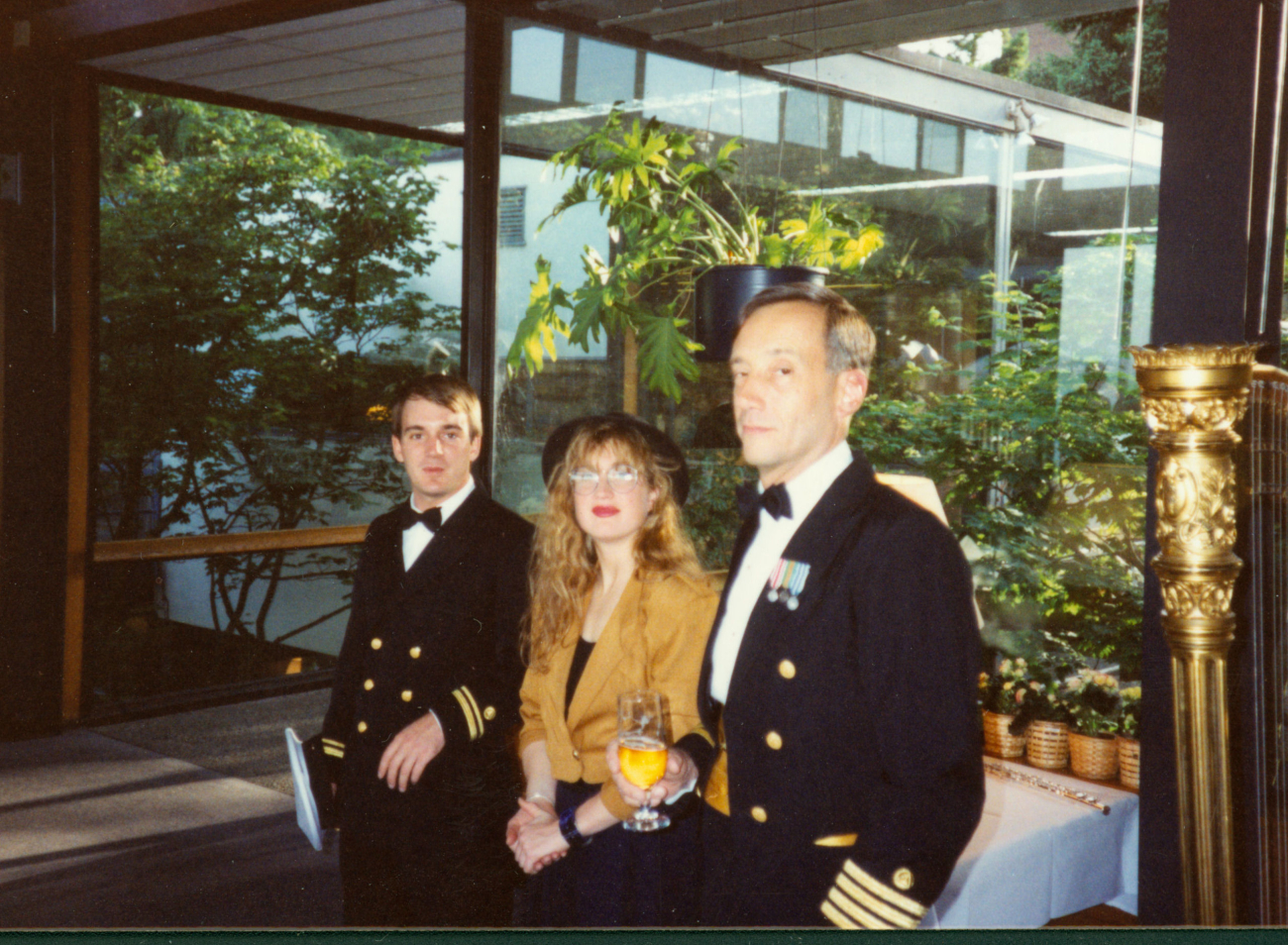 Captain Fred Jones with unidentified NOAA Corps officer and civilianat NOAA Corps Dining Out in Seattle