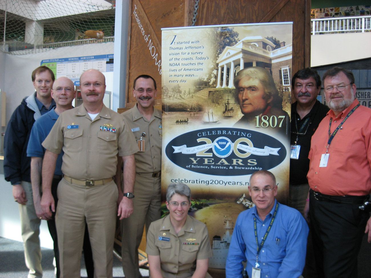 NOAA Corps officers and civilians of NOAA's Office of Marine and AviationOperations take a break to tour Treasures of NOAA's Ark at Seattle's PacificScience Center