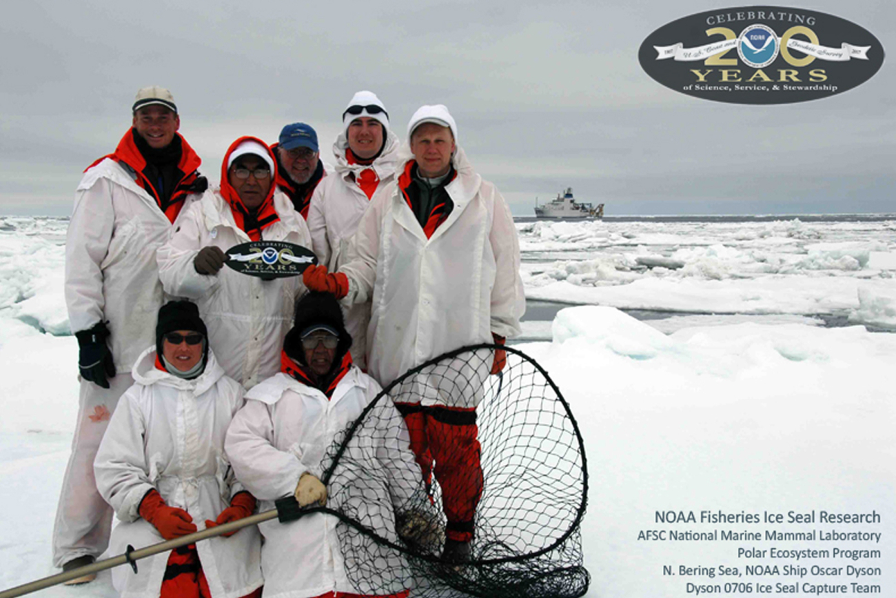 Alaska Fisheries Science Center's National Marine Mammal Laboratory conductedresearch on four species of arctic ice breeding seals in the NE Bering Sea offNOAA Ship Oscar Dyson