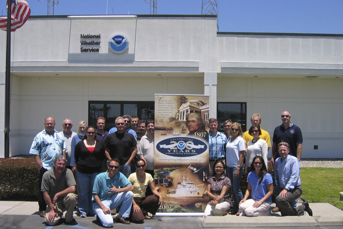 200th Celebration Greetins from Southern California!  Staff of the NationalWeather Service Forecast Office for Los Angeles region and staff from theChannel Islands National Marine Sanctuary get together to discuss collaborativeefforts and how to serve the public better