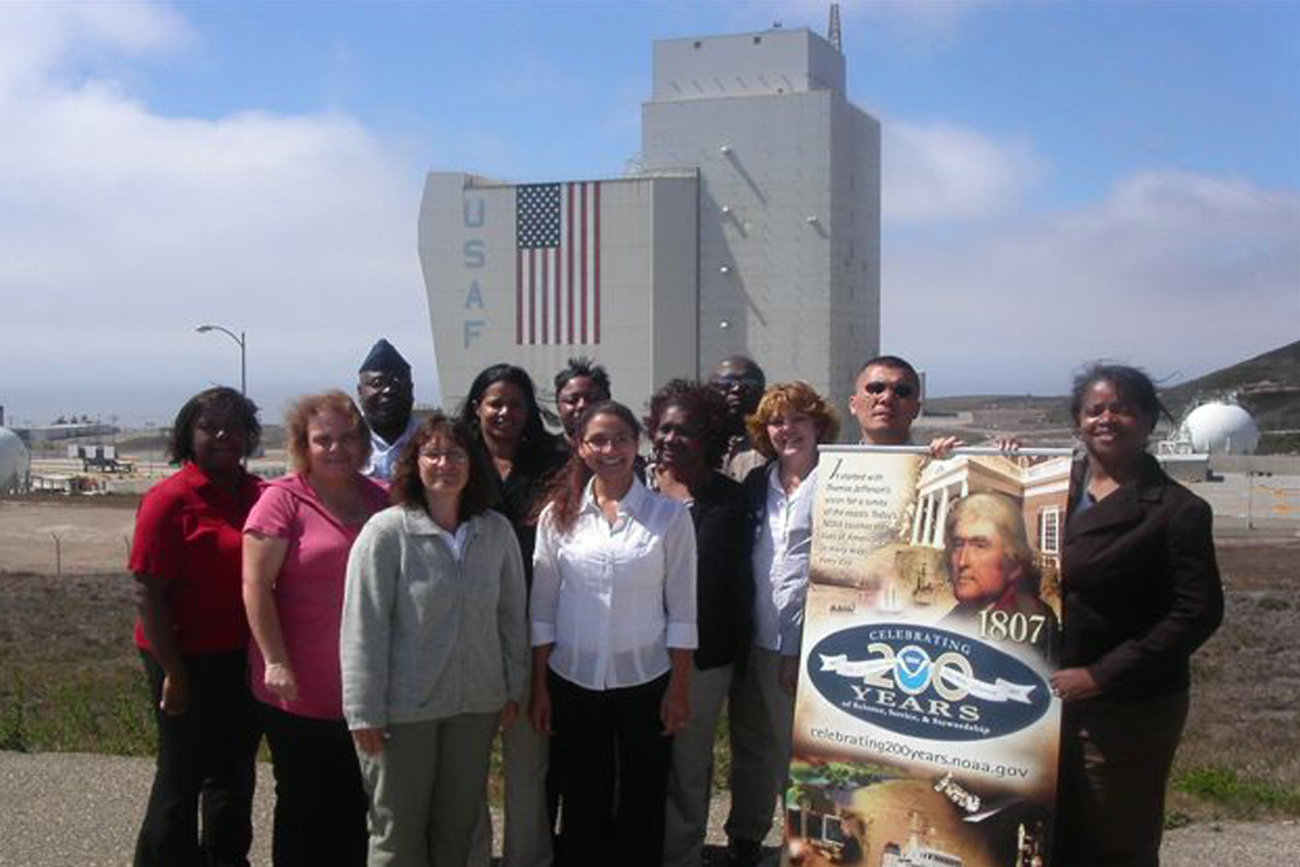Representatives from the NPOESS Integrated Program Office Management OperationsDivision recently visited Vandenberg Air Force Base in California to learnmore about our Air Force partners, the satellite and how the satellite will belaunched into orbit