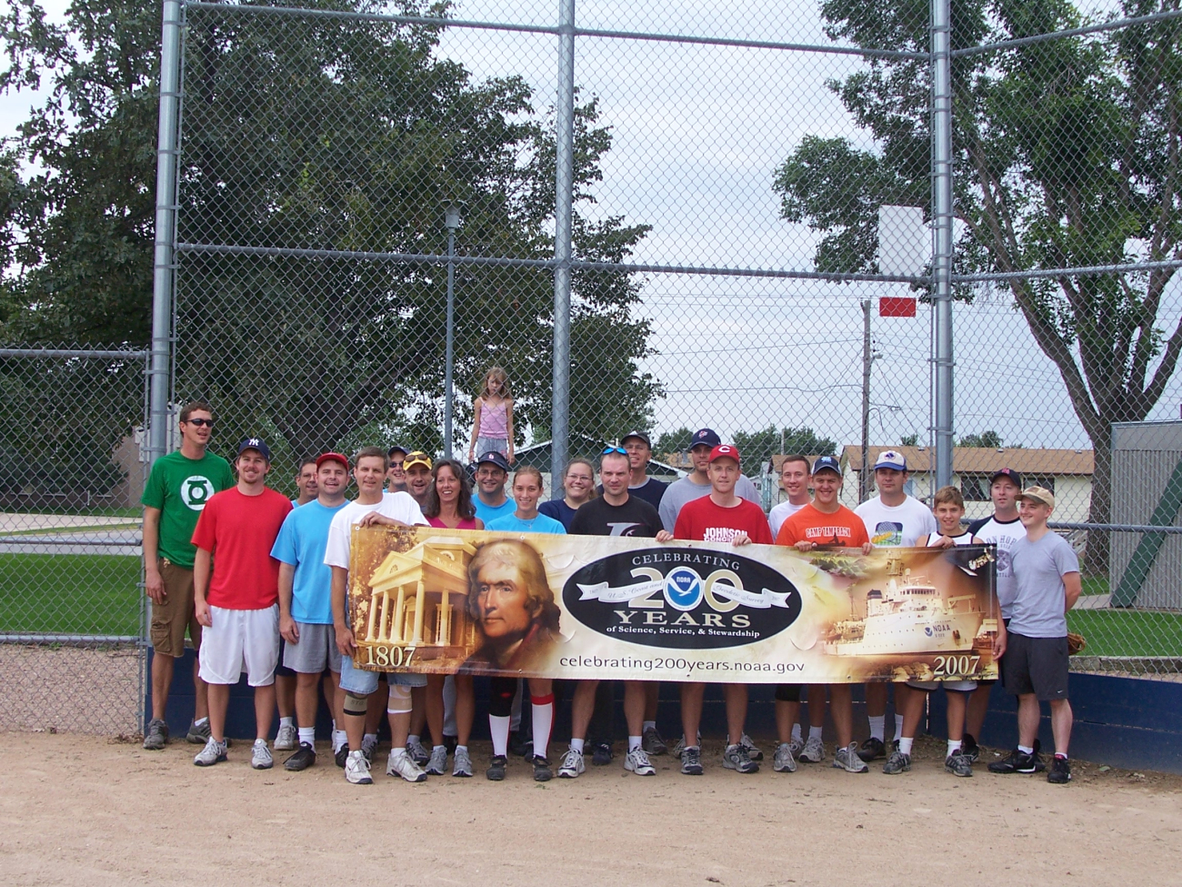 To commemorate NOAA's 200th celebration, National Weather Service employeesand families from the Nebraska Weather Forecasting Offices in Hastings andNorth Platte participated in a friendly game of softball