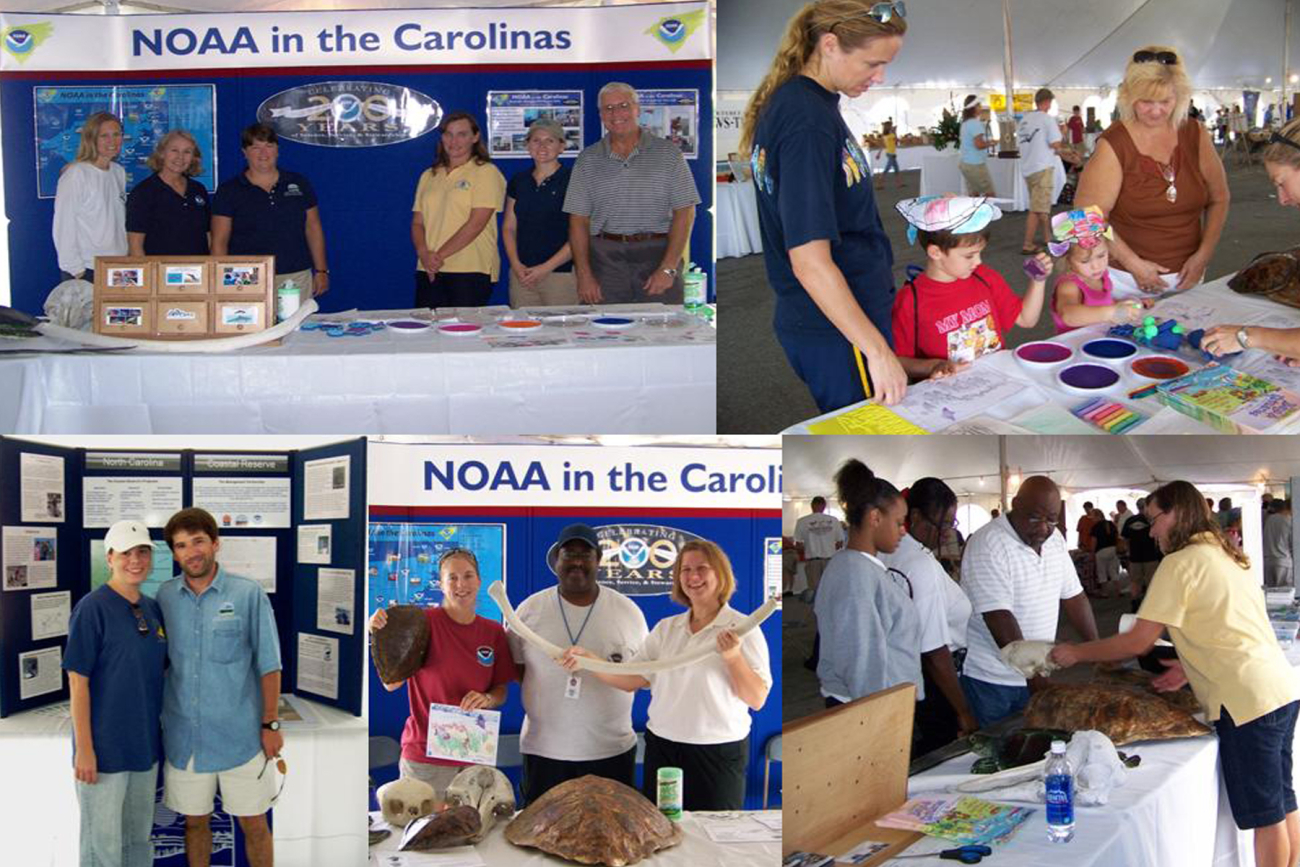 Employees from NOAA's National Ocean Service, National Marine Fisheries Service, National Weather Service, National Estuarine Research Reserve System, andNational Sea Grant College Program teamed up to feature One NOAA at theannual North Carolina Seafood Festival in Morehead City
