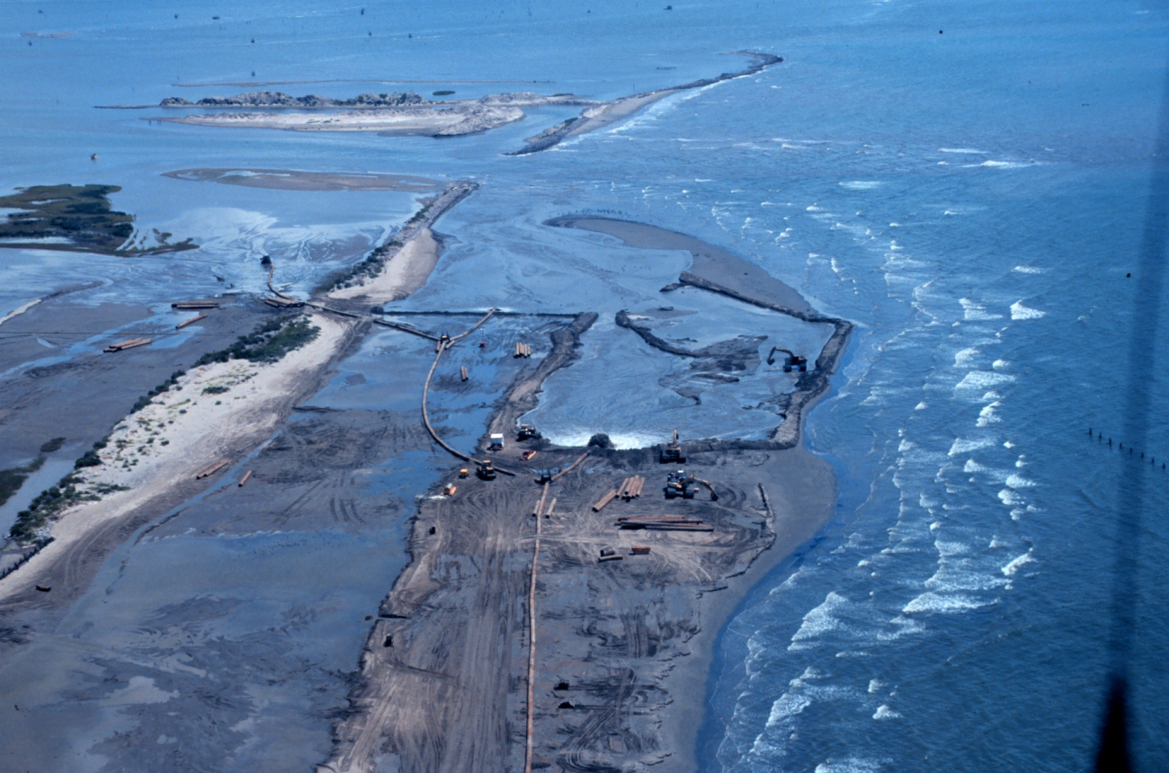 An aerial with a closer view of the containment dike on the right
