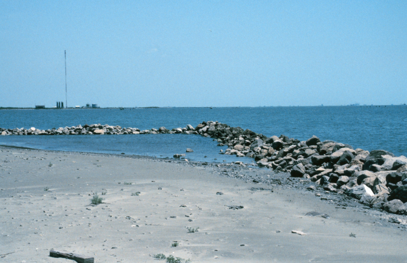 A southeast exposure where erosion is evident, the rock revetments were placedto prevent loss of sediments from erosion