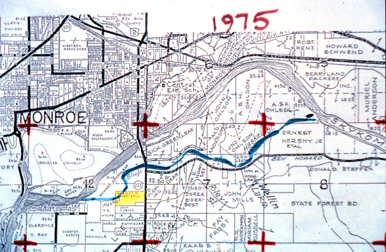 A map shows the location of Haskell Slough as it existed in 1975