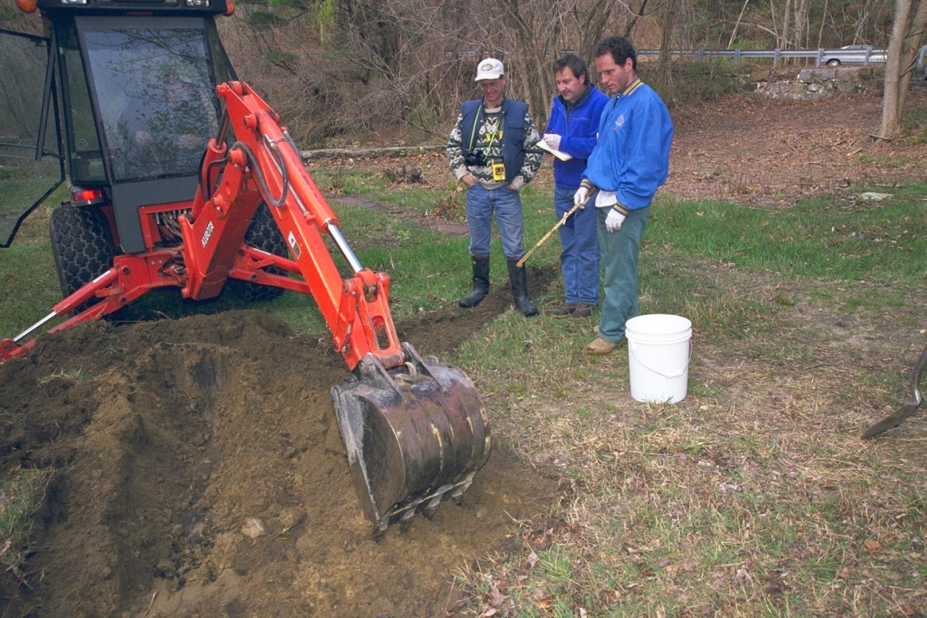 Breaking ground at the dam removal site to test soil for contaminants