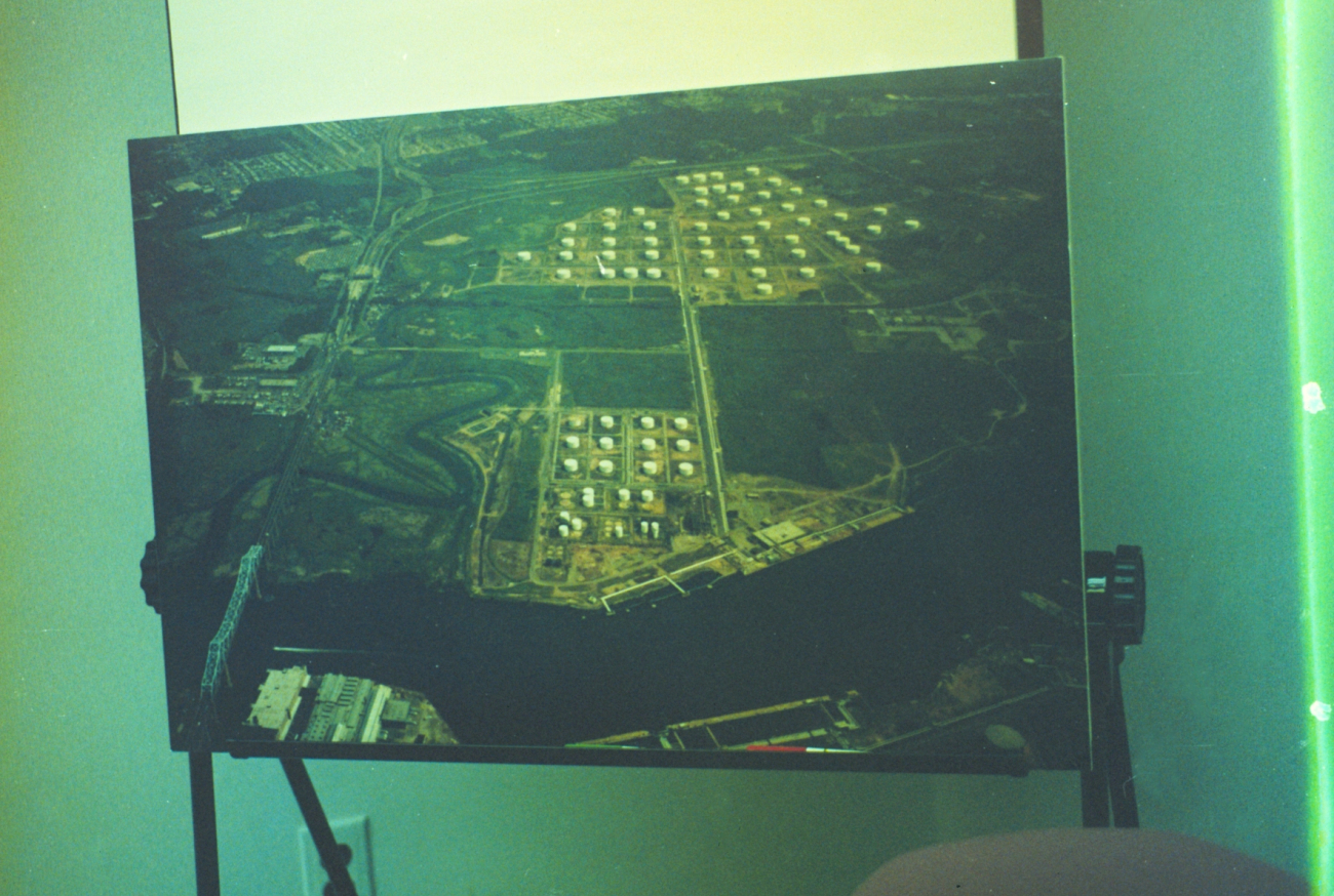An aerial view of the Exxon facility