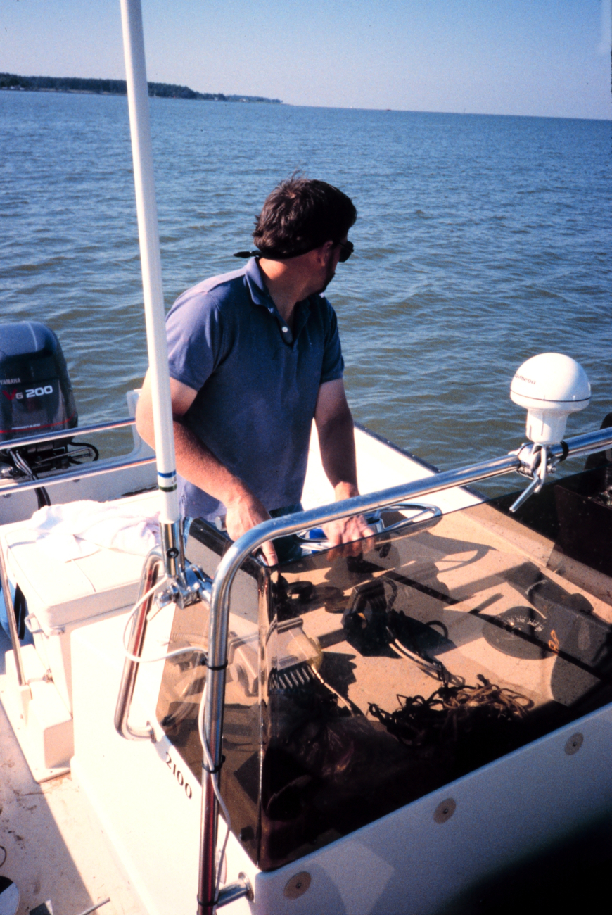 Lee Crockett, formerly of NOAA, pilots the boat used in the sampling process