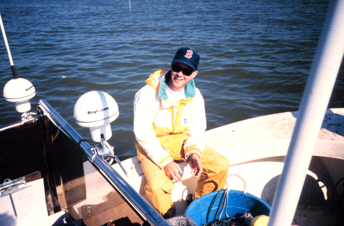 Chris Doley, of NOAA, en route to begin sample sorting