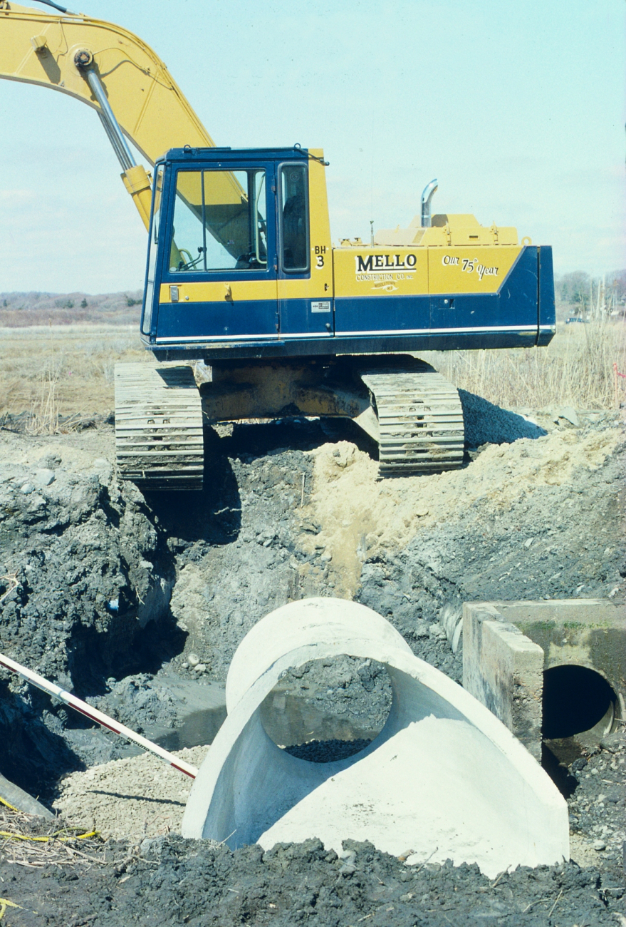 Another view of the new culvert after it was placed at the intersection of themain creek and the road at Sachuest Point Marsh