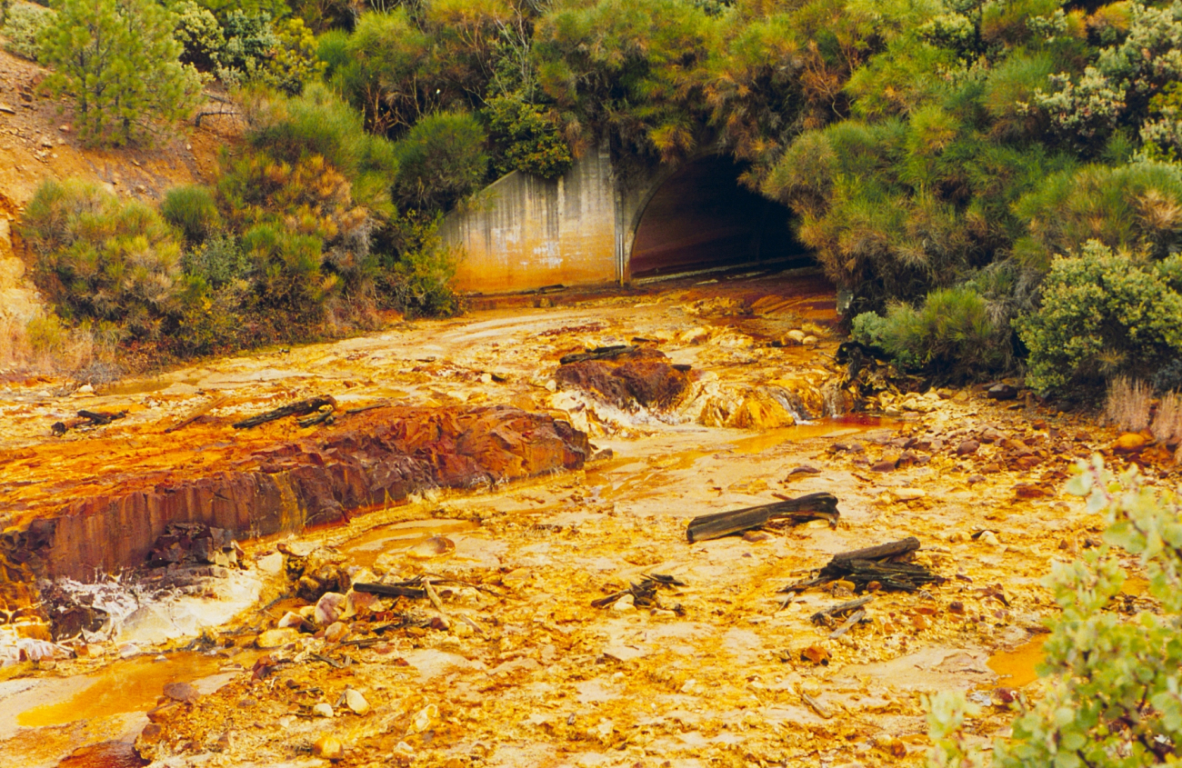 The stream below the Debris Dam, Iron Mountain Mine