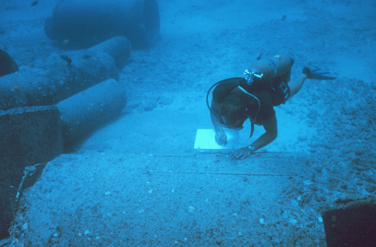 Underwater writing slates were used to record the different species adhering to the top, side and interior roof of pipes over time