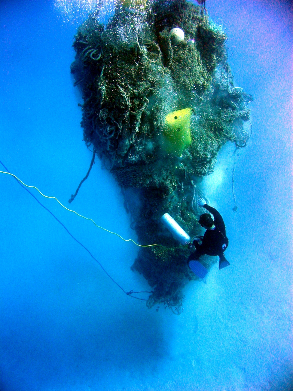 Major amounts of derelict nets taxed the ability of divers and equipment tobring to the surface
