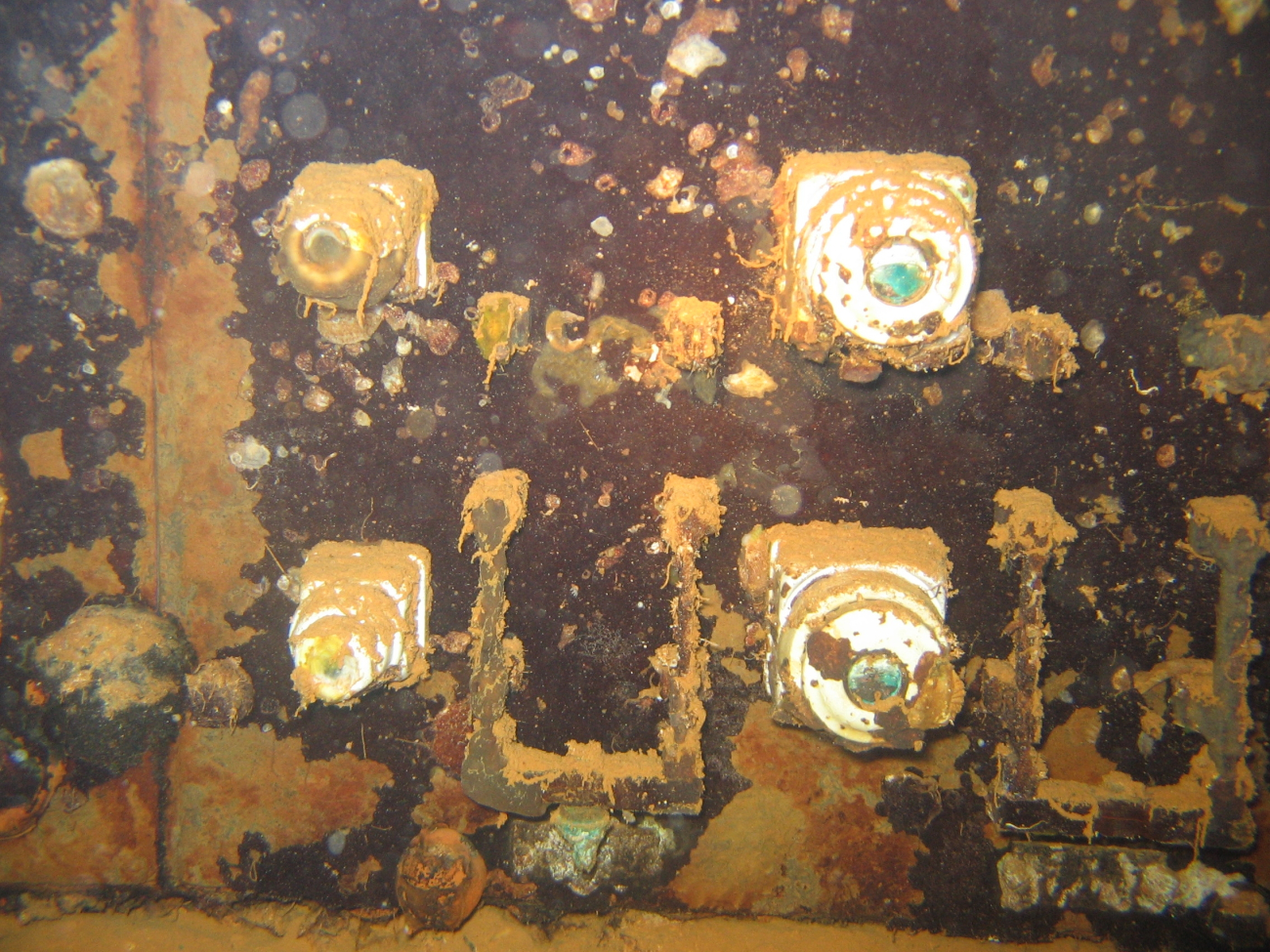 Electrical insulators in the engine room of the Kikukawa Maru