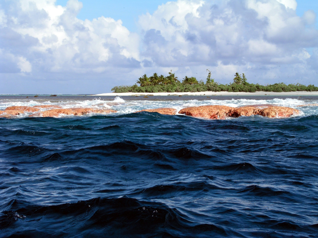 Reef line exposed at low tide at Rose Atoll