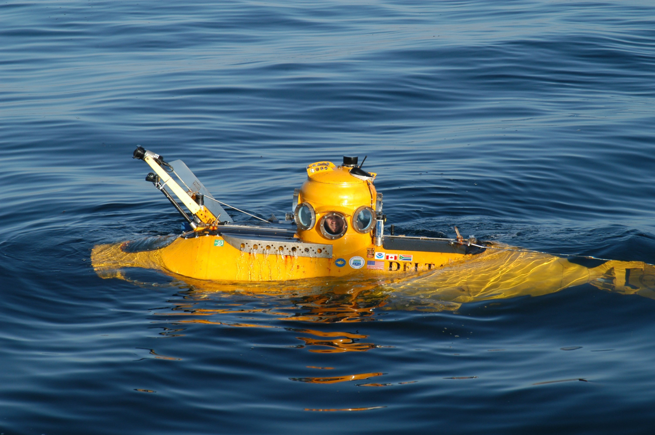 Delta submersible seen on surface in waters off Santa Cruz Island