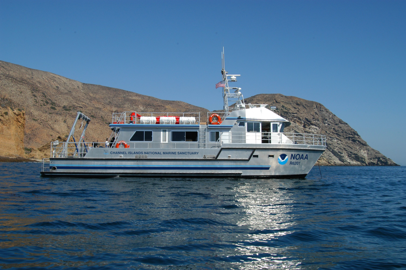 Channel Islands National Marine Sanctuary vessel SHEARWATER atSanta Cruz Island