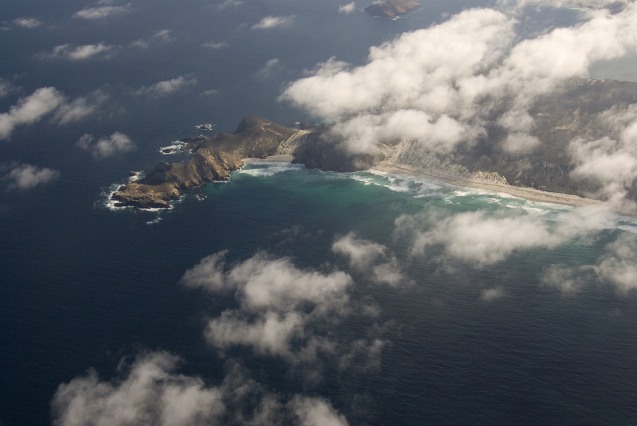 Harris Point on San Miguel Island seen in an aerial view