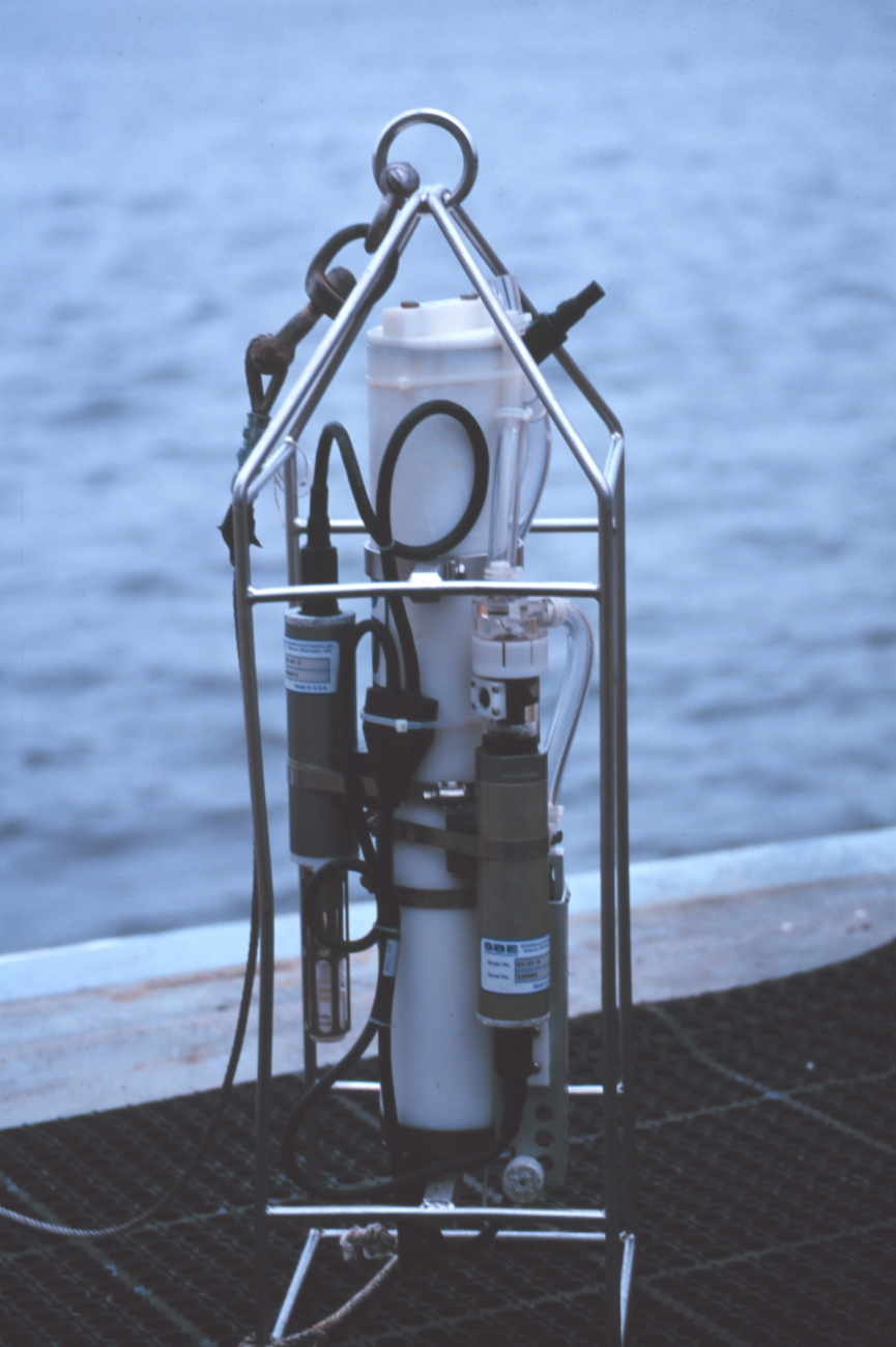 A CTD instrument ready for deployment