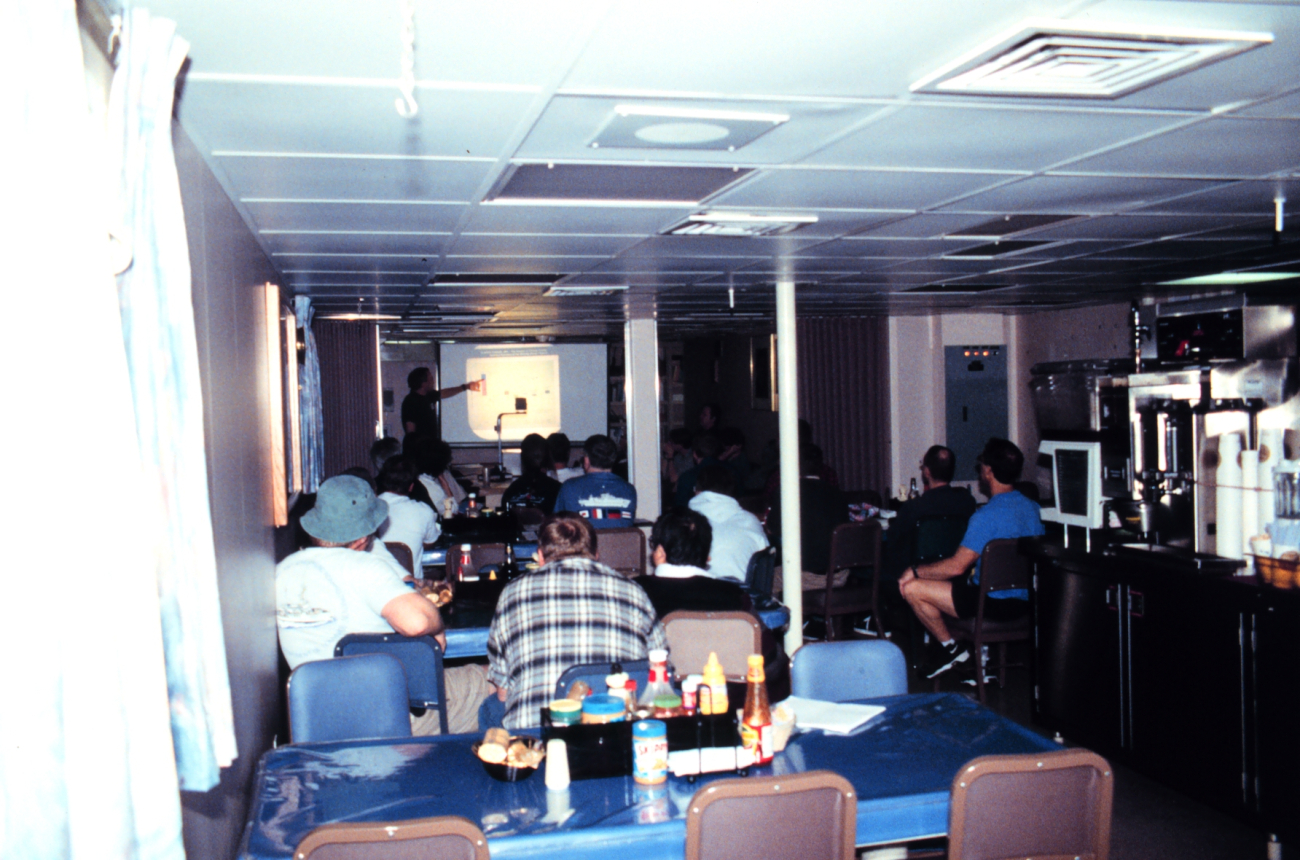 The first of many science talks presented on board the NOAA Ship RONALD H