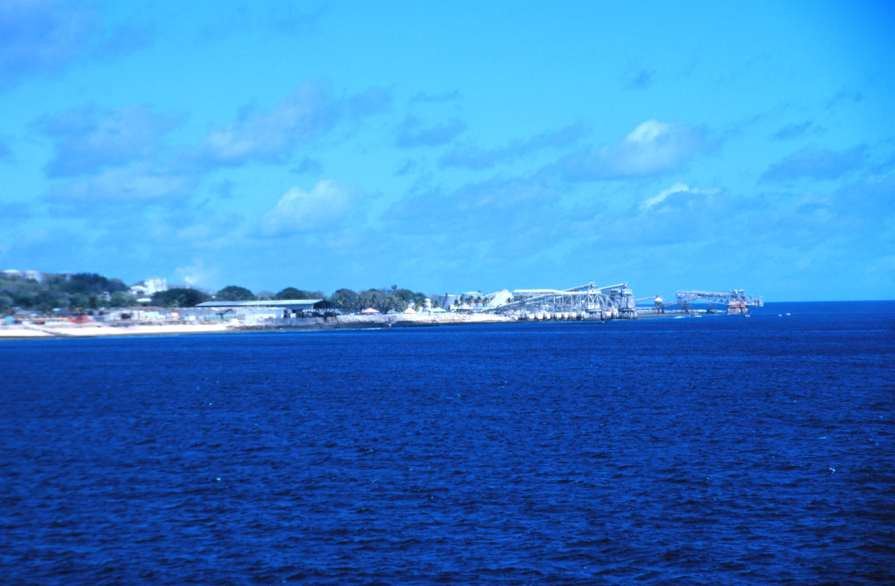 A view of the Island of Nauru in the South Pacific during NAURU99 (RB-99-04) asseen from the NOAA Ship RONALD H