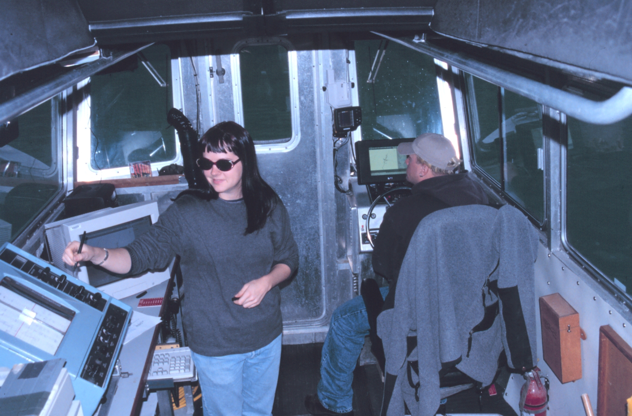Assistant Survey Tech Maureen Goff and Ordinary Seaman Matt Monaghan at work in RA-2