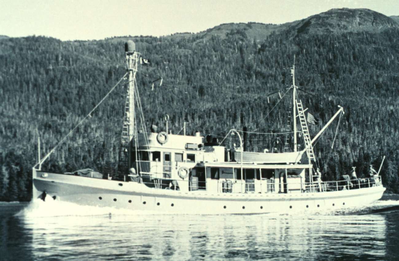 The Coast and Geodetic Survey Ship PATTON underway in southeast Alaska