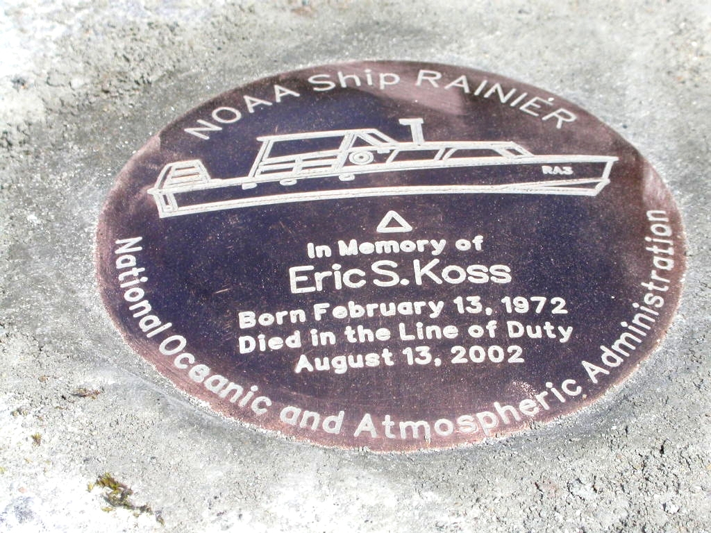 Memorial to a fallen shipmate - Able Seaman Eric Koss; Elrington Island