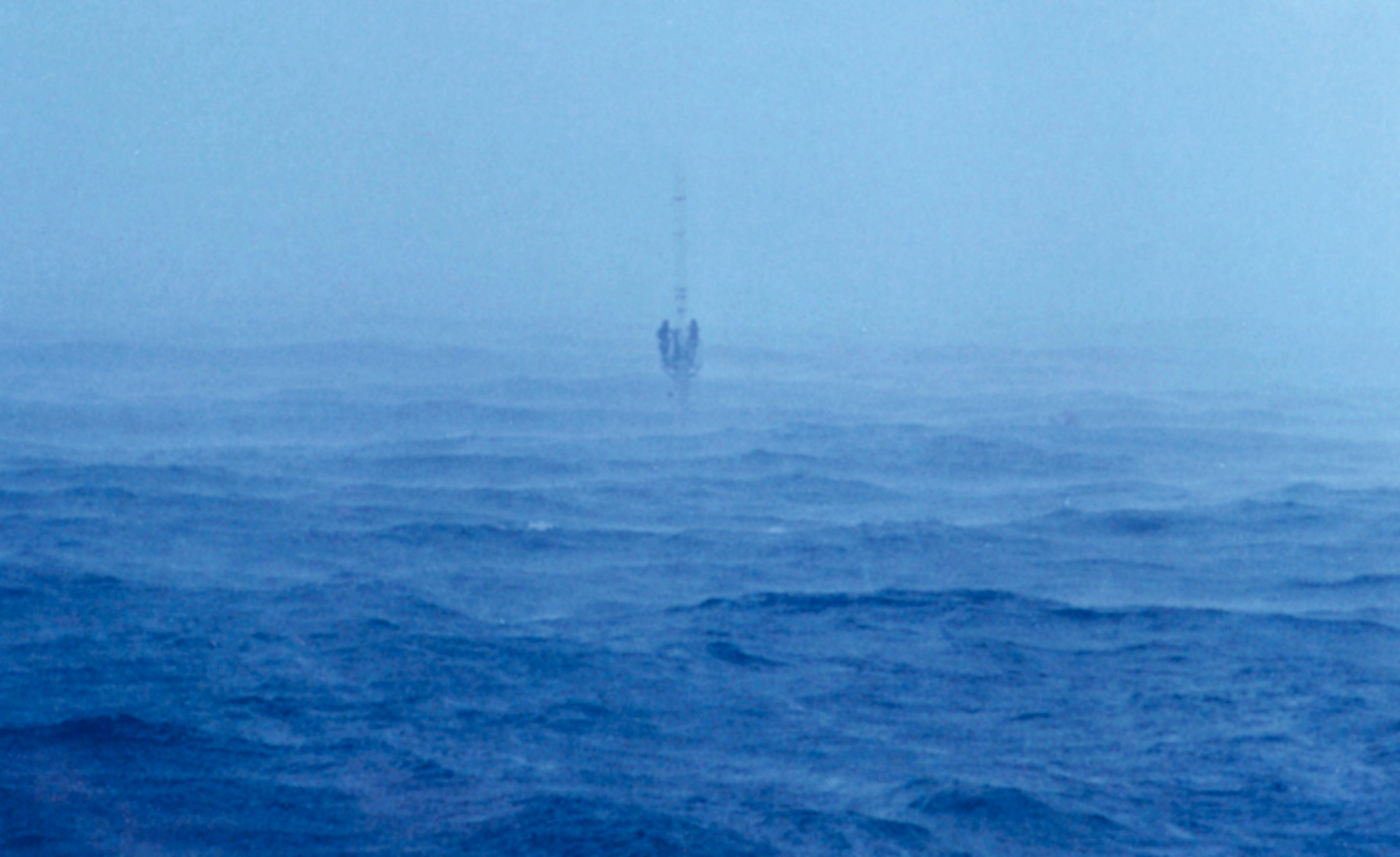 Buoy riders in the mist
