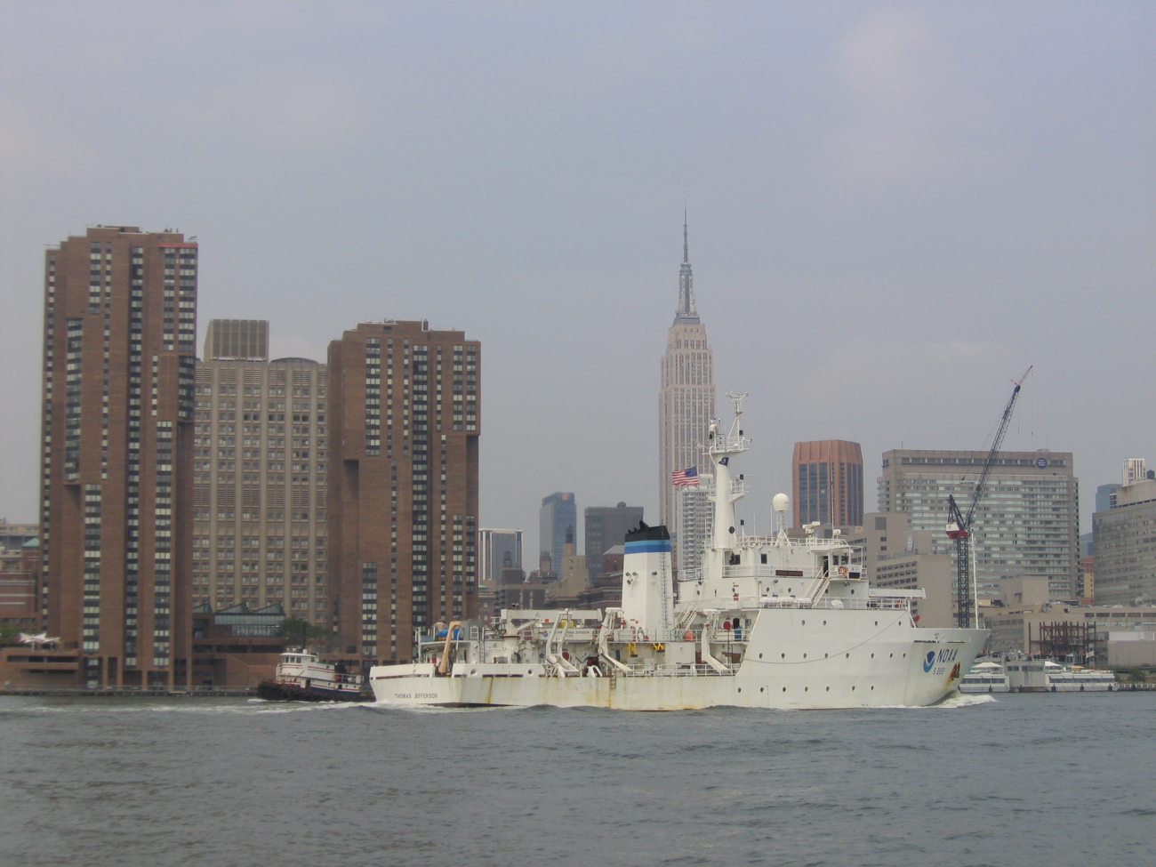 NOAA Ship THOMAS JEFFERSON in East River with Empire State Buildingin background