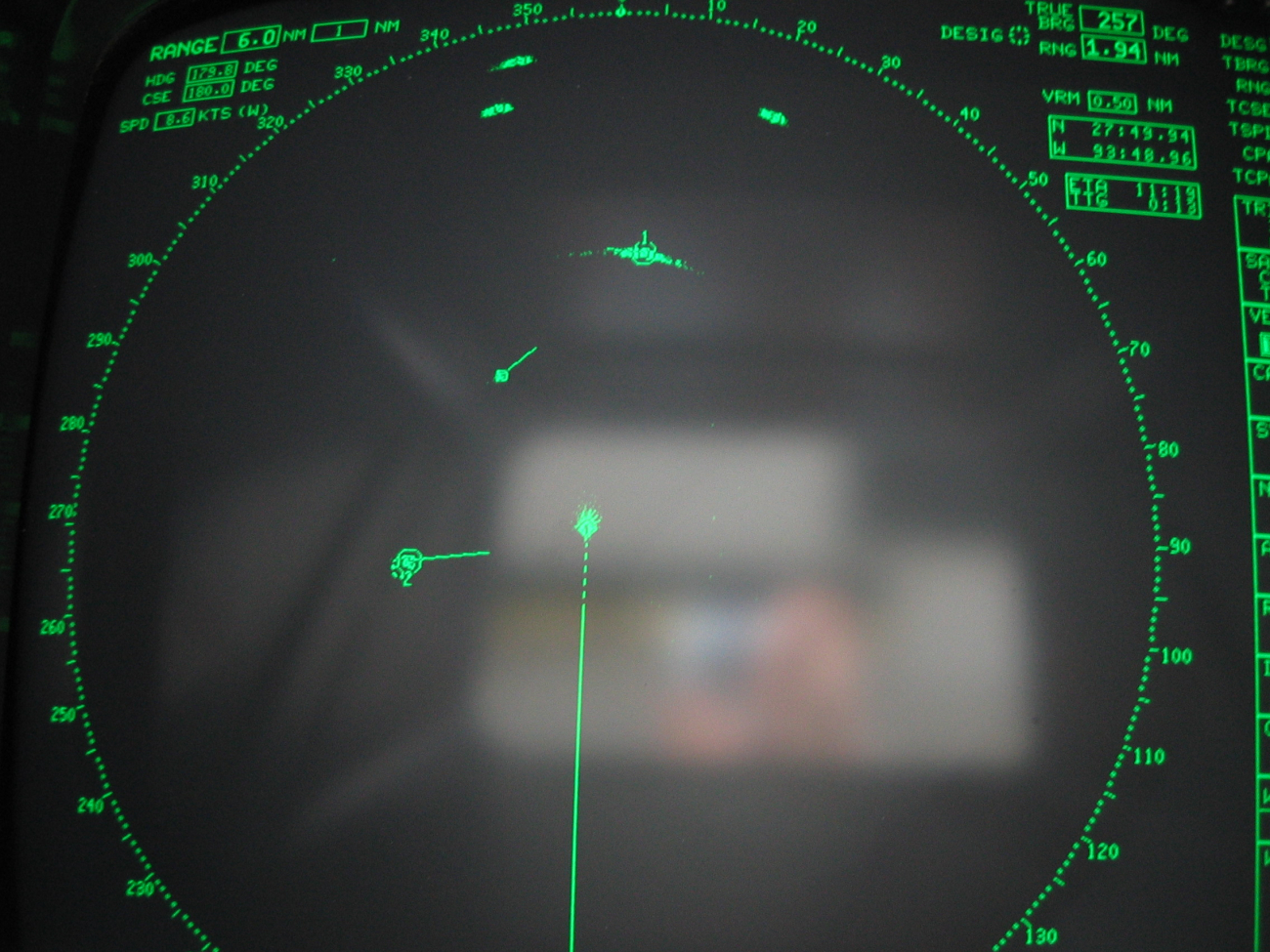 Radar display with a variety of targets