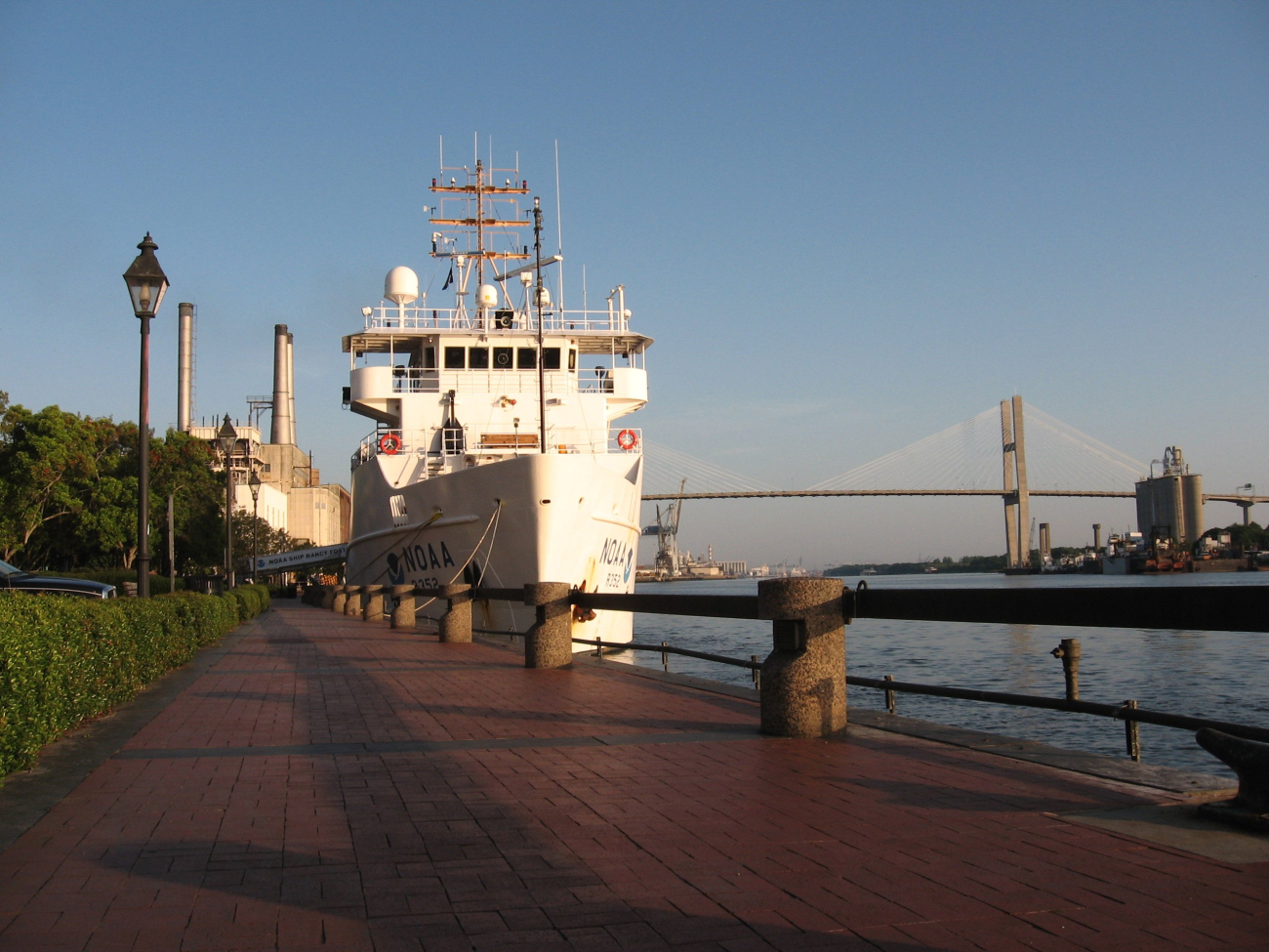 NOAA Ship NANCY FOSTER tied up along the Savannah waterfront