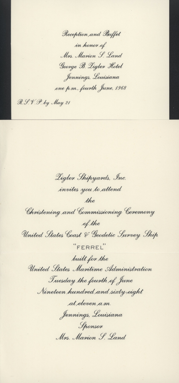 Invitation to christening of NOAA Ship FERREL to be held on June 4, 1968