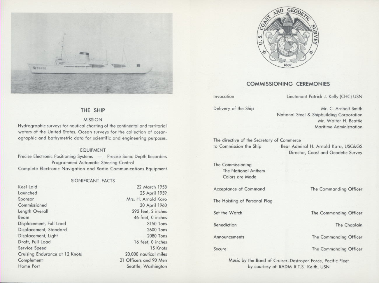 Invitation to the launching of the Coast and Geodetic Survey ShipSURVEYOR on April 25, 1959