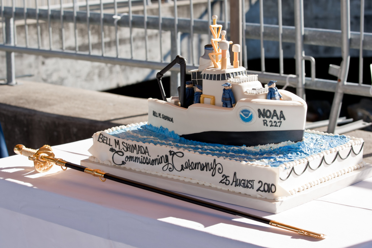 Ceremonial cake for commissioning of NOAA Ship BELL SHIMADA