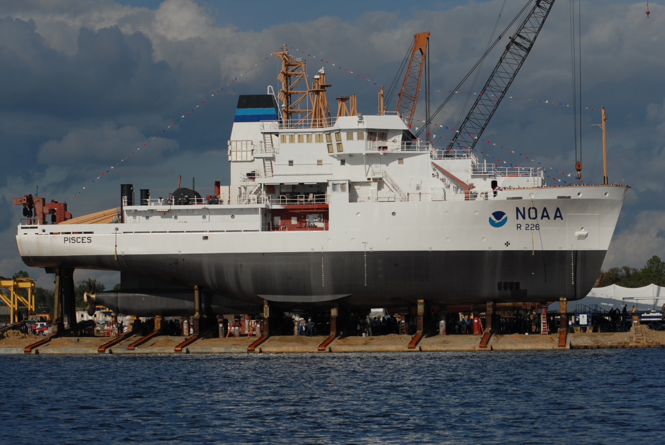 NOAA Ship PISCES just prior to launching