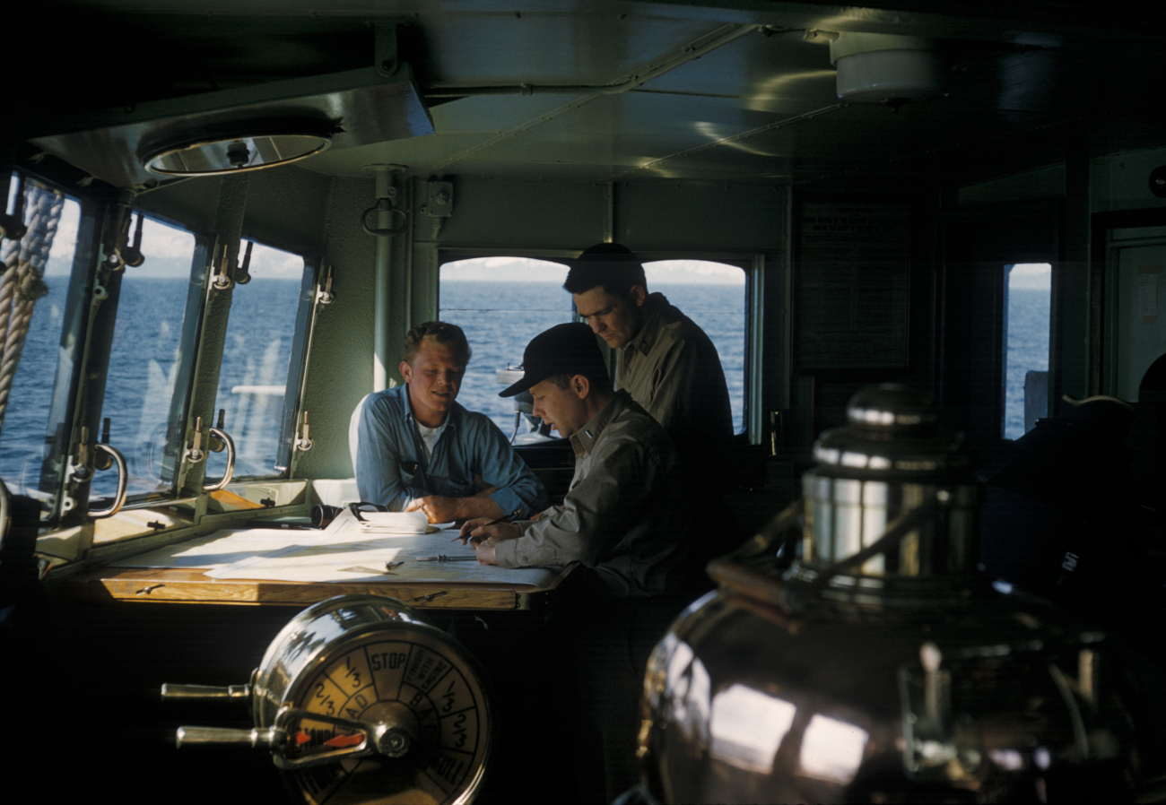 Plotting the position of the Coast and Geodetic Survey Ship PATHFINDERwhile operating in Alaskan waters