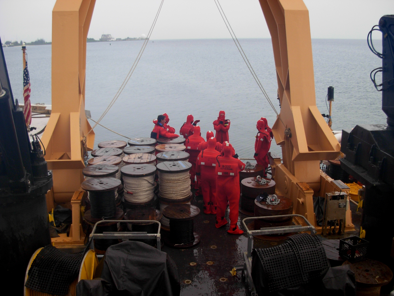 Survival suit drill on the NOAA Ship KA'IMIMOANA (R333)