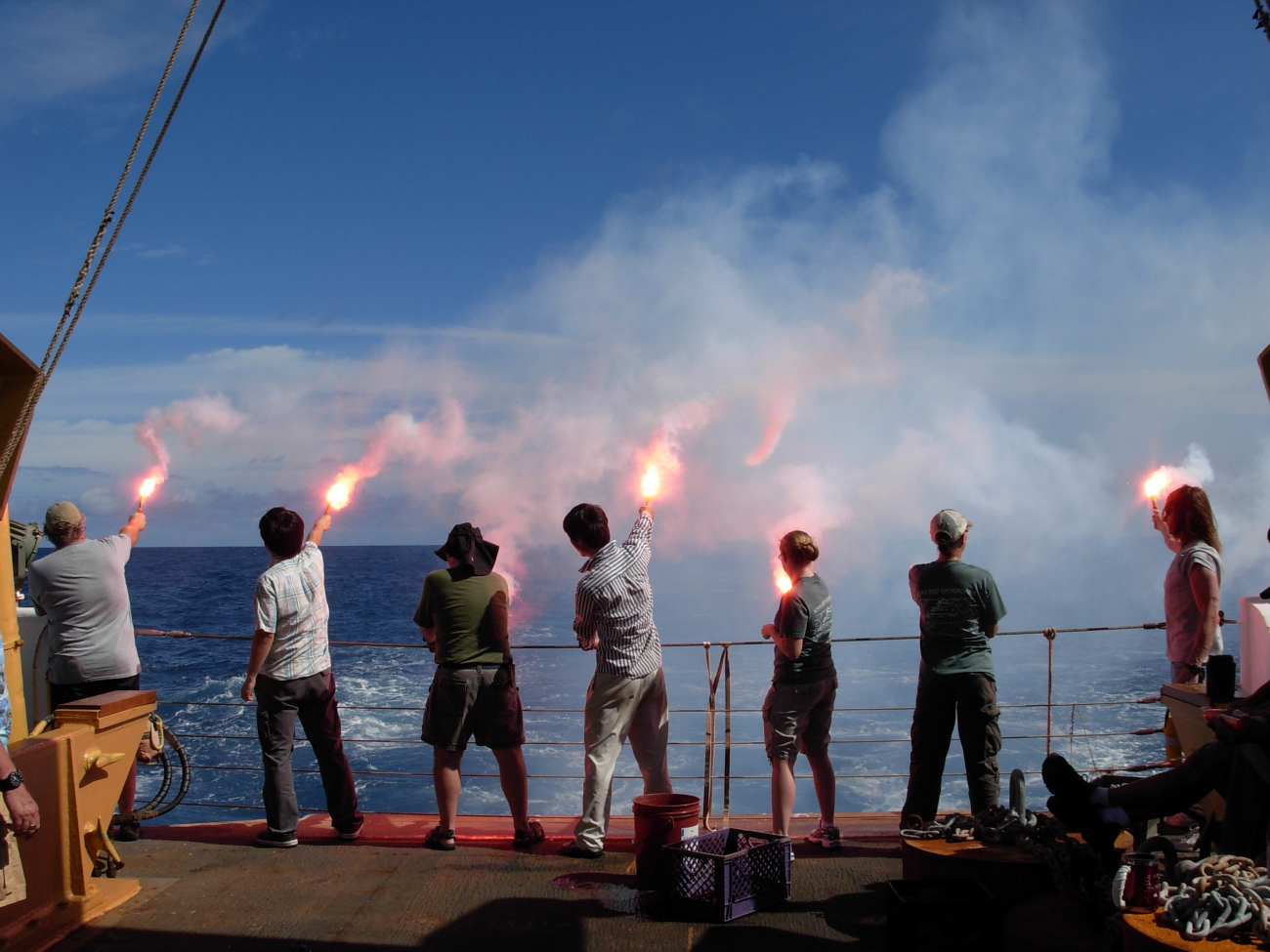Flair drills to train personnel in igniting flairs in case of emergency on theNOAA Ship KA'IMIMOANA (R333)