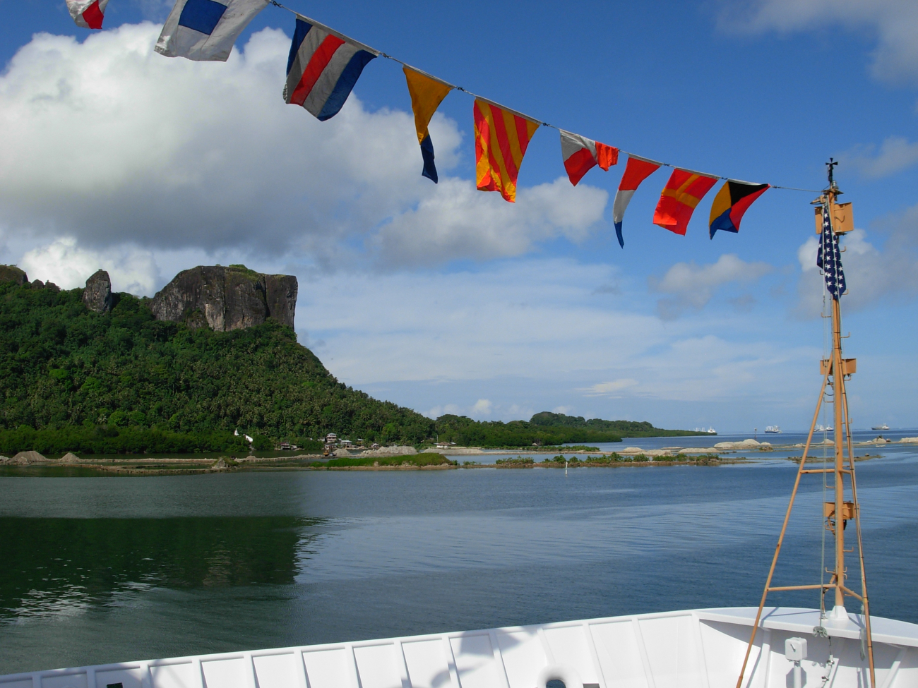 Bow of the  NOAA Ship KA'IMIMOANA (R333) tied up at Pohnpei, Chuuk