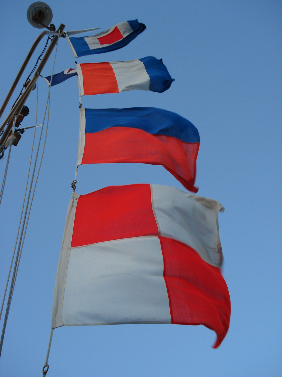Call letter flags entering port - Whiskey Tango Echo Uniform ofNOAA Ship KA'IMIMOANA