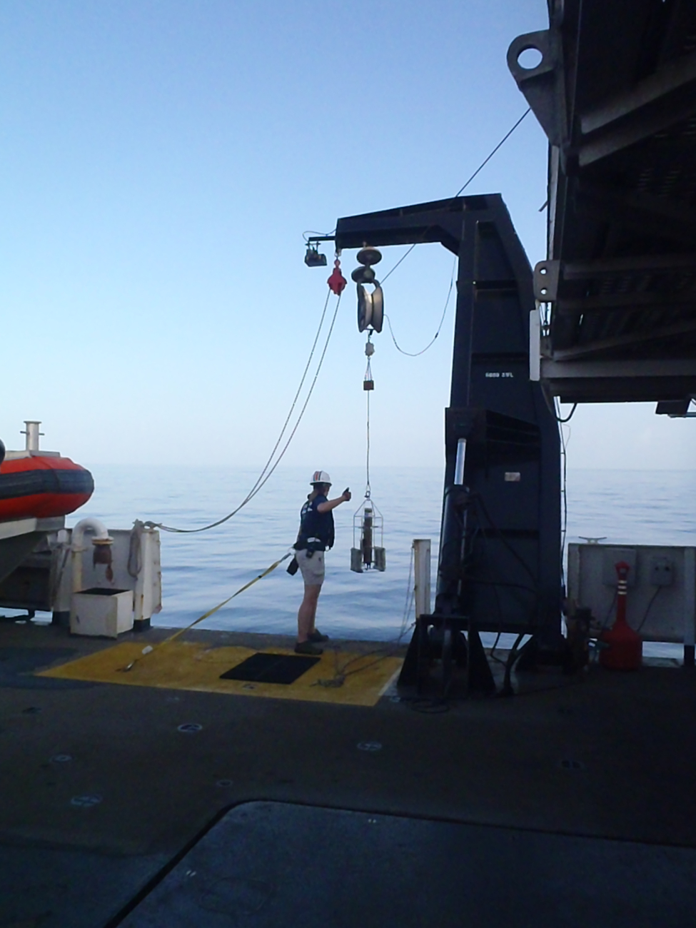 Deploying CTD off NOAA Ship NANCY FOSTER